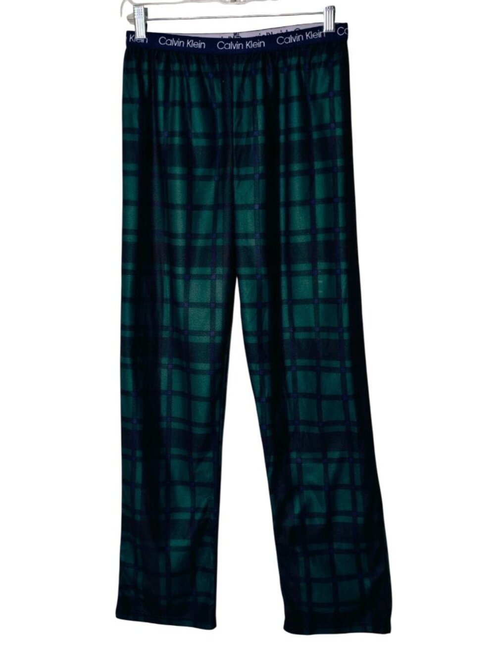 Calvin Klein Boys XL Pajama Pants Lounge Plaid Green Navy Elastic Waistband